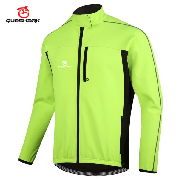 QUESHARK hombres polar invierno térmico manga larga ciclismo chaqueta a prueba de viento impermeable MTB bicicleta de carretera rompevientos bicicleta Jersey abrigo