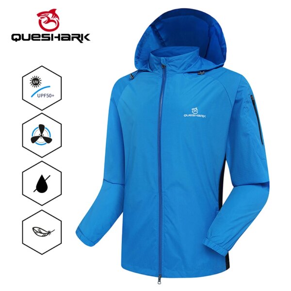 QUESHARK-Chaqueta reflectante impermeable para ciclismo para hombre, cortavientos de manga larga para ciclismo de montaña, abrigo para bicicleta, gorro oculto, Jersey