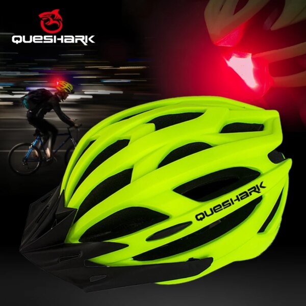 QUESHARK hombres mujeres ultraligero ciclismo casco Led luz trasera MTB bicicleta de carretera motociclismo gorra segura con visera solar