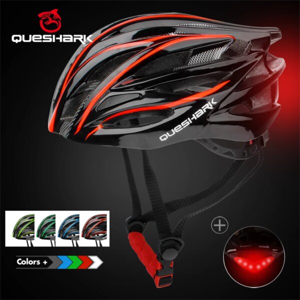 QUESHARK hombres mujeres ultraligero ciclismo casco Led luz trasera MTB bicicleta de carretera motociclismo ventilado gorra de seguridad