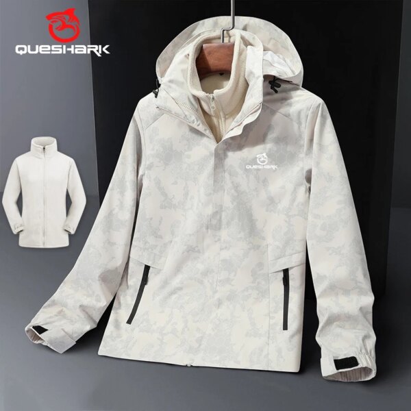 QUESHARK mujer 3 en 1 polar de camuflaje térmico impermeable a prueba de viento Softshell chaqueta de ciclismo Otoño Invierno abrigo cortavientos