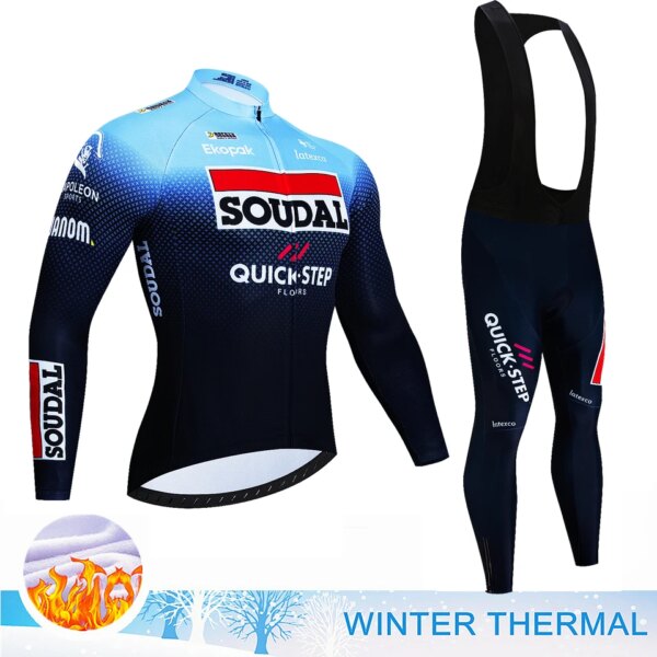 Quick·Step-Conjunto de ciclismo de invierno, ropa térmica de lana para ciclismo de montaña, ropa para mantener el calor, traje para ciclismo de montaña