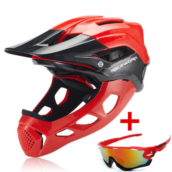 RACEWORK Allcross-Cascos de ciclismo de cara completa para hombre, casco Integral de seguridad para deportes extremos, para montaña, campo y carretera