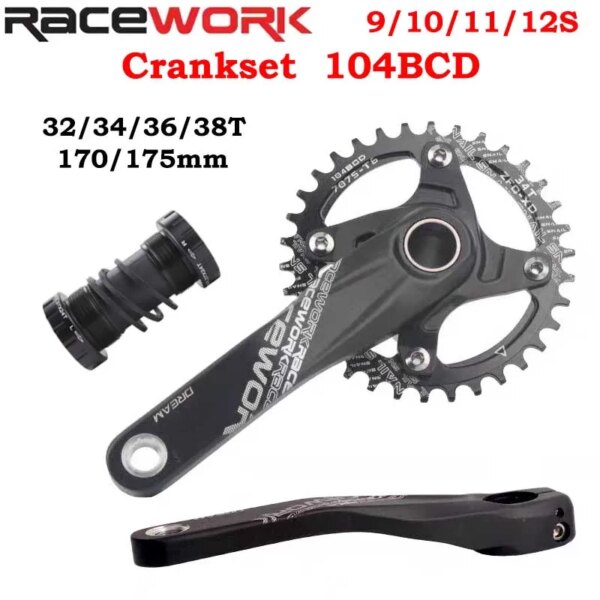 RACEWORK-platos y bielas integrados para bicicleta de montaña, bielas Hollowtech 104 Bcd, doble 32/34/36/38/40T