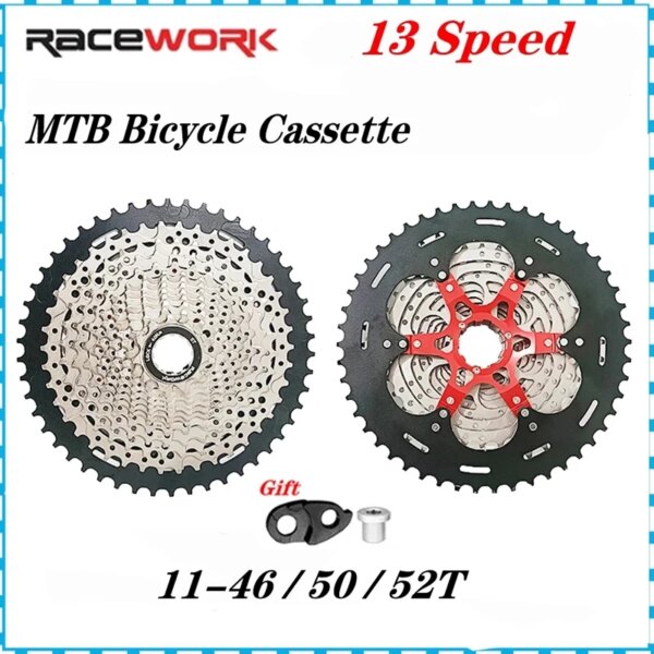 RACEWORK-Cassette para bicicleta de montaña, 13 velocidades, 11- 46/50/52T, piñón 13s, volante de inercia de 13v K7 para bujes AXS HG de gama alta