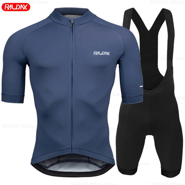 RAUDAX-Conjunto de Jersey de ciclismo para hombre, pantalones cortos con tirantes de ciclismo de montaña clásicos, ropa reflectante transpirable para verano, 2023