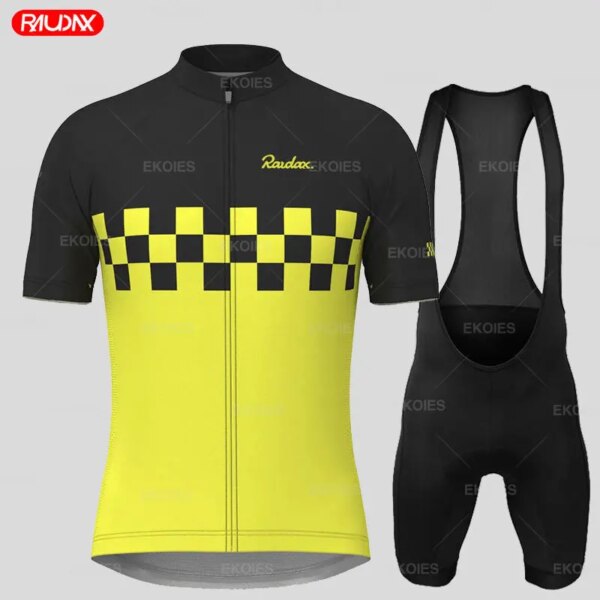 RAUDAX-Conjunto de Jersey de Ciclismo de manga corta, ropa de Ciclismo de montaña, ropa de Ciclismo de triatlón, Maillot de Ciclismo para Hombre, verano 2023