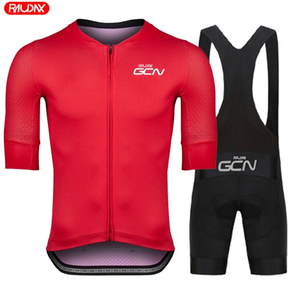 RAUDAX GCN 2024 Kits de ciclismo de verano para hombre, bicicleta de montaña, ropa de ciclismo de manga corta, conjuntos de Jersey de Ciclismo de Carretera de carreras transpirables