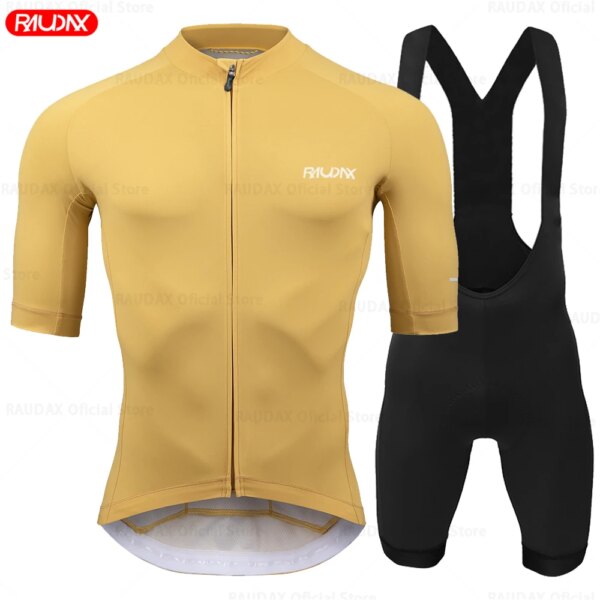 RAUDAX-Conjunto de Jersey de Ciclismo de manga corta, Maillot MTB, Ropa de Ciclismo, Ropa de Ciclismo transpirable, uniforme de bicicleta