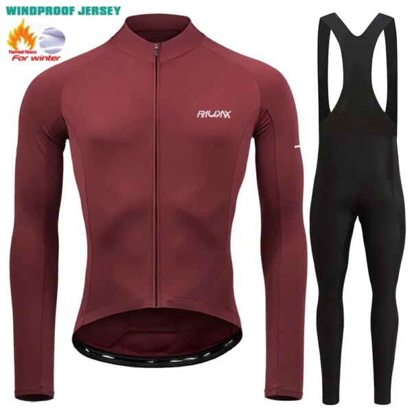 RAUDAX Team 2024, trajes de ciclismo de carreras para hombre, camisetas de ciclismo de lana cálidas para invierno, ropa de ciclismo de manga larga para triatlón Mountian