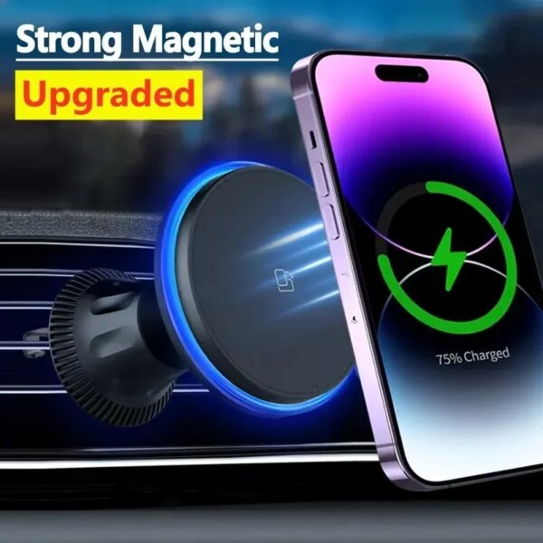 Cargador inalámbrico magnético para coche RGB, estación de carga rápida para iPhone 12, 13, 14, 15 Pro Max, Mini Macsafe