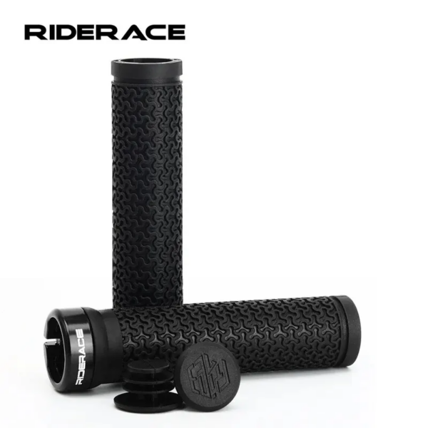 RIDERACE-empuñaduras de manillar para bicicleta de montaña, cubierta de manillar de bloqueo suave de un solo lado, tapón de goma antideslizante para ciclismo