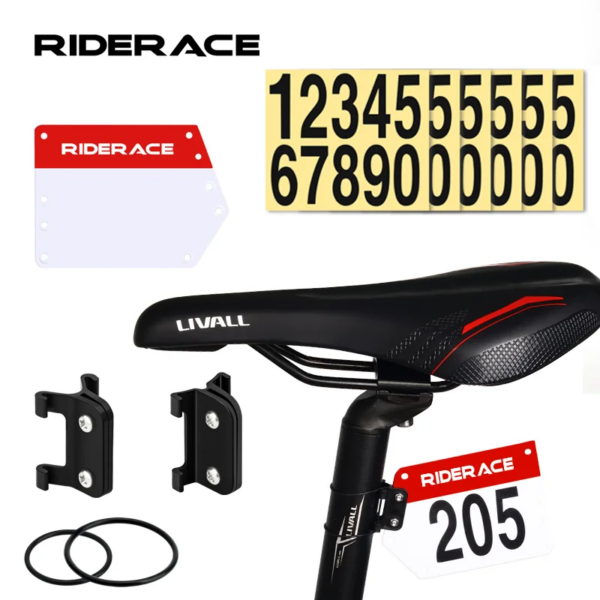 RIDERACE bicicleta triatlón carreras número soporte de montaje de placa para bicicleta ciclismo número de licencia trasera tija de sillín tarjetas de carreras soporte