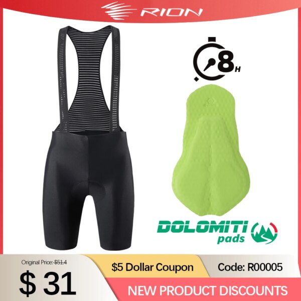 RION-pantalones cortos con pechera para ciclismo para hombre, mono sin costuras acolchado para bicicleta de montaña, medias para bicicleta de larga distancia DOLOMITI 8H, tirantes para montar de secado rápido