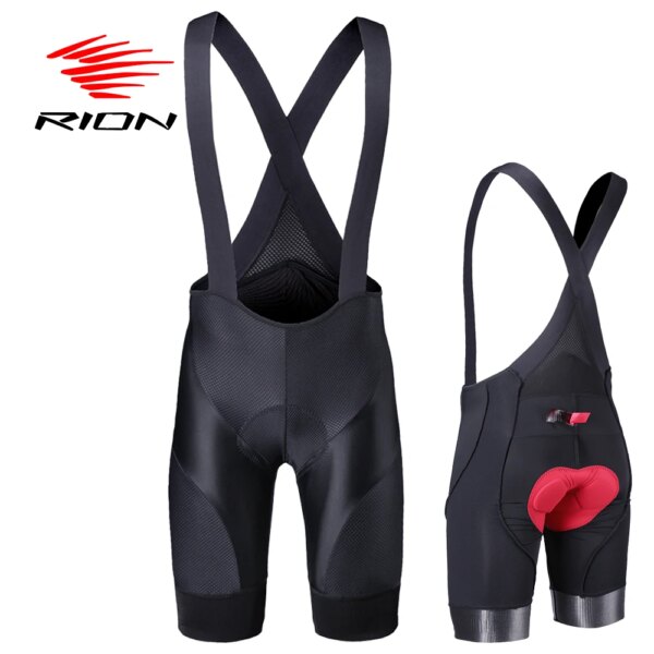 RION-pantalones cortos de ciclismo para hombre, medias con pechera para bicicleta de montaña, ropa deportiva con bolsillos acolchados 3D, reflectantes, de media distancia