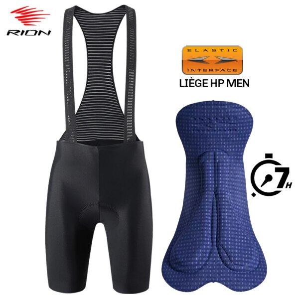 RION-pantalones cortos con pechera para ciclismo para hombre, mallas acolchadas para bicicleta de montaña, ropa de montar sin costuras, interfaz elástica de larga distancia