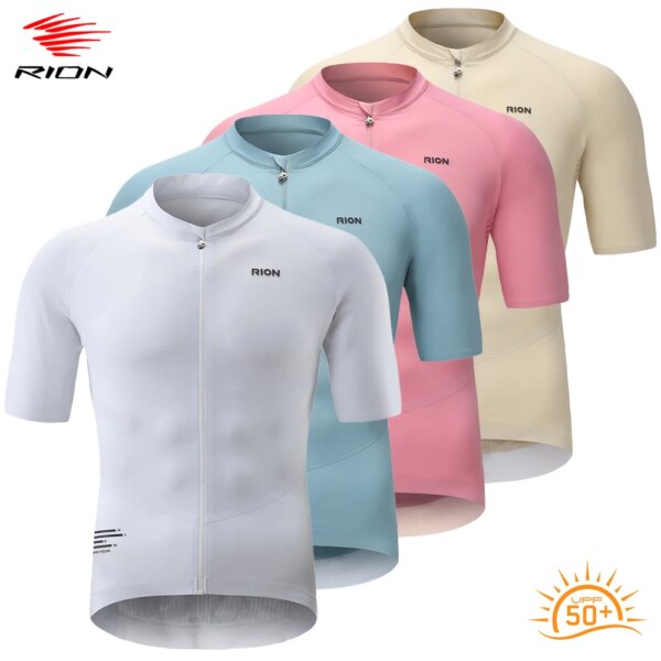 RION Camiseta de ciclismo para hombre, camisetas para bicicleta de montaña, ropa de bicicleta ajustada UPF 50+, camiseta de motocross, camisetas transpirables sin costuras de 20 ℃-35 ℃