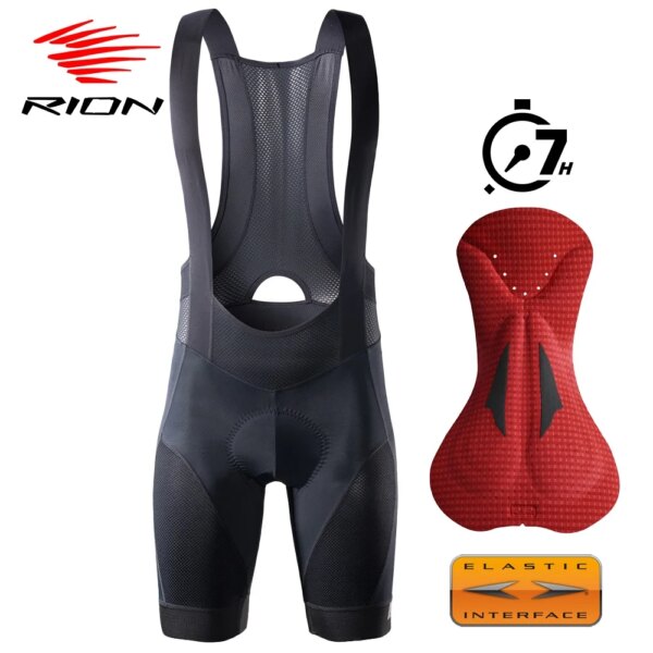 RION-pantalones cortos de ciclismo para hombre, medias para bicicleta de montaña, MTB, ropa acolchada para bicicleta, interfaz elástica, 7 horas de larga distancia, conducción en carretera