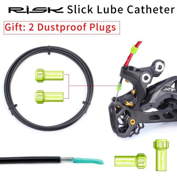 RISK-revestimiento lubricante pulido para frenos de bicicleta, 3m + 2 tapones antipolvo, Cable de cambio para bicicleta de montaña y carretera, catéter, tubo de aceite, carcasa de tubo, lubricante de línea interna