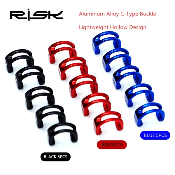 RISK 5 unids/set Cable de bicicleta MTB hebilla de fijación tipo C bicicleta en forma de U Cable de freno abrazadera a presión Clip organizador de manguera hidráulica