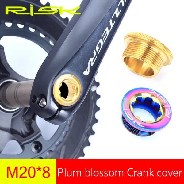 RISK M20x8mm bielas de bicicleta de aleación de titanio, pernos de tapa de brazo, cadena, rueda, manivela, roscas de tornillo para bicicleta de montaña MTB, brazo de manivela M20 * 8