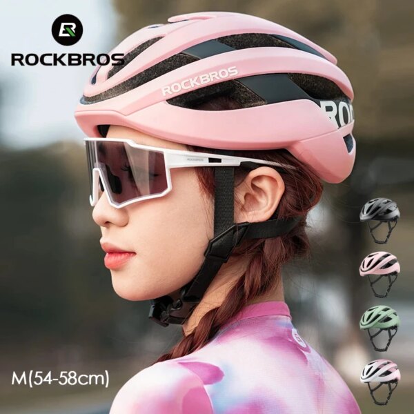 ROCKBROS-Casco de bicicleta para adulto, ultraligero, 54-58cm, para mujer, aerodinámico, Ciclismo de Carretera, PC + EPS, transpirable