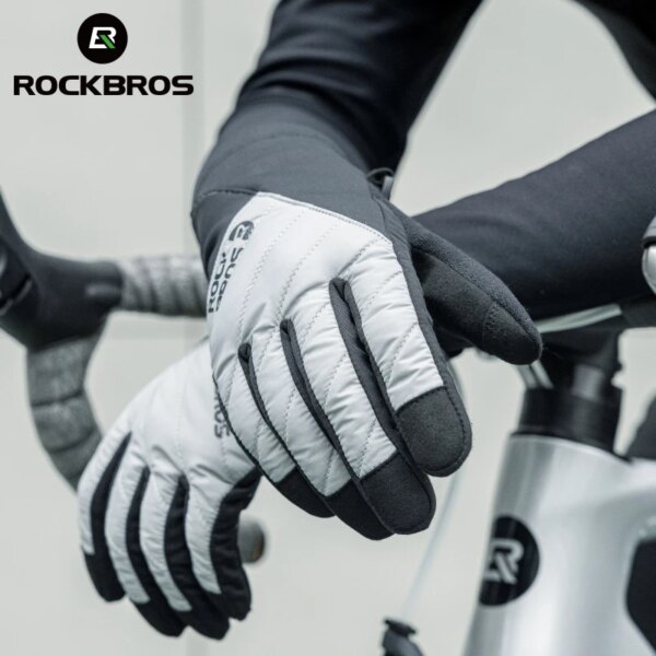 ROCKBROS-guantes de ciclismo antideslizantes y transpirables, guantes térmicos de invierno con pantalla táctil, guantes de dedo completo para montar en bicicleta