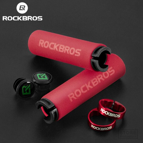 ROCKBROS-empuñaduras para bicicleta de montaña, manillar de esponja de silicona, antideslizante, amortiguador, suave, ultraligero