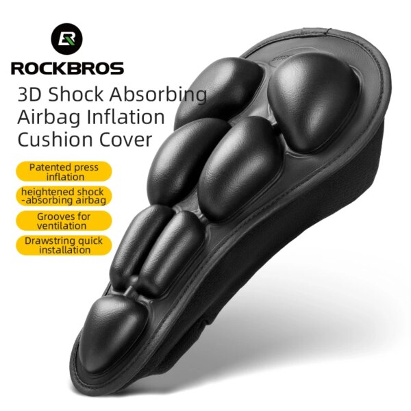 ROCKBROS-funda de cojín inflable para bicicleta, Airbag para Ciclismo de Carretera de montaña, funda de asiento suave absorbente de golpes, funda gruesa para SILLÍN de bicicleta