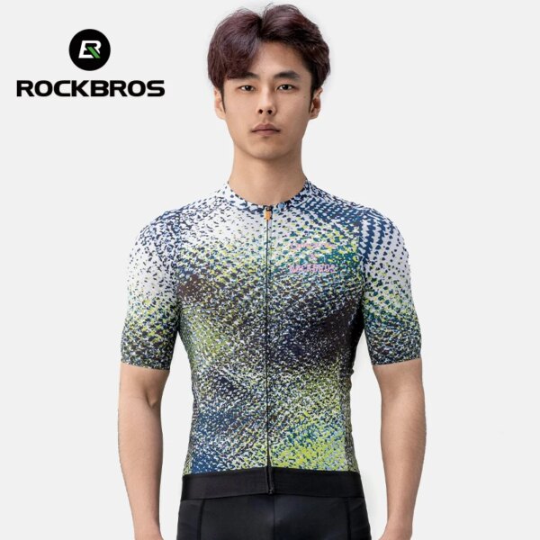 ROCKBROS-ropa de ciclismo de manga corta para hombre, camiseta corta transpirable para bicicleta de montaña, camiseta de secado rápido con cremallera YKK