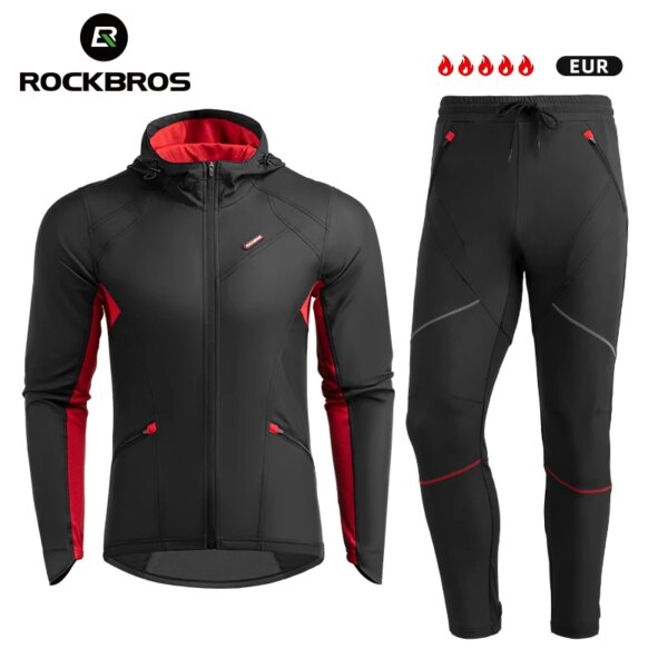 Conjuntos de Jersey de ciclismo ROCKBROS, ropa de invierno para bicicleta, pantalones largos térmicos a prueba de viento para bicicleta, pesca al aire libre, senderismo, Camping