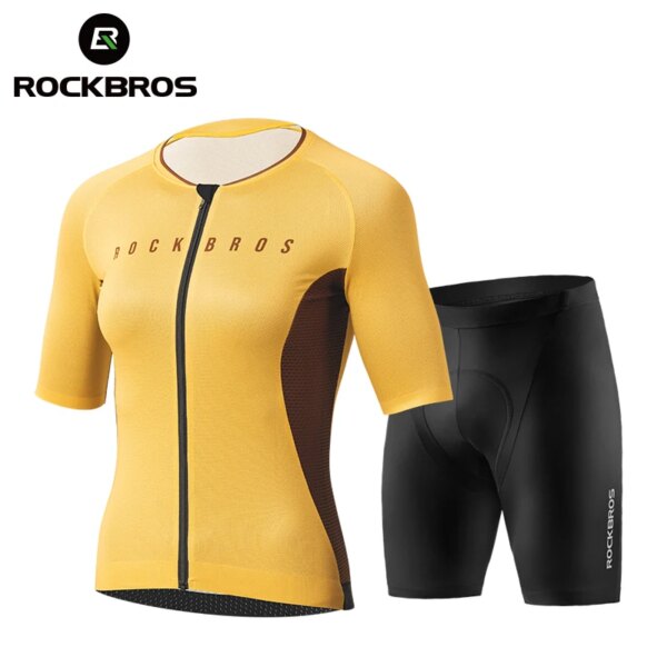 ROCKBROS-Camiseta de ciclismo para mujer, conjunto de manga corta para bicicleta de montaña y carretera, transpirable, absorbente del sudor, ropa de bicicleta de secado rápido