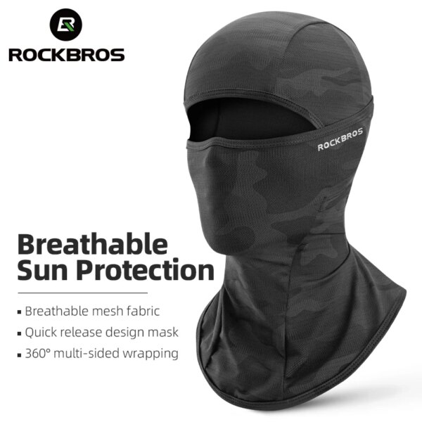 ROCKBROS-mascarilla de ciclismo de cara completa, protección UV, máscara para bicicleta, sombrero pasamontañas de verano, bufanda para bicicleta de carretera, equipo transpirable para exteriores