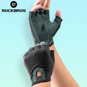 ROCKBROS-guantes de ciclismo para hombre, transpirables, a prueba de golpes, guantes de ciclismo sin dedos para verano, guantes deportivos para bicicleta de montaña MTB