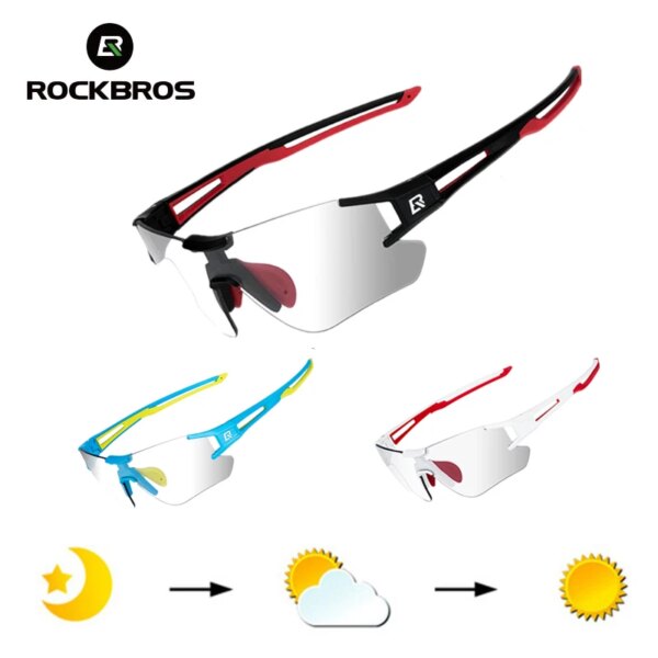 ROCKBROS-gafas fotocromáticas para ciclismo UV400, gafas de sol deportivas para exteriores, gafas sin marco para bicicleta, gafas técnicas