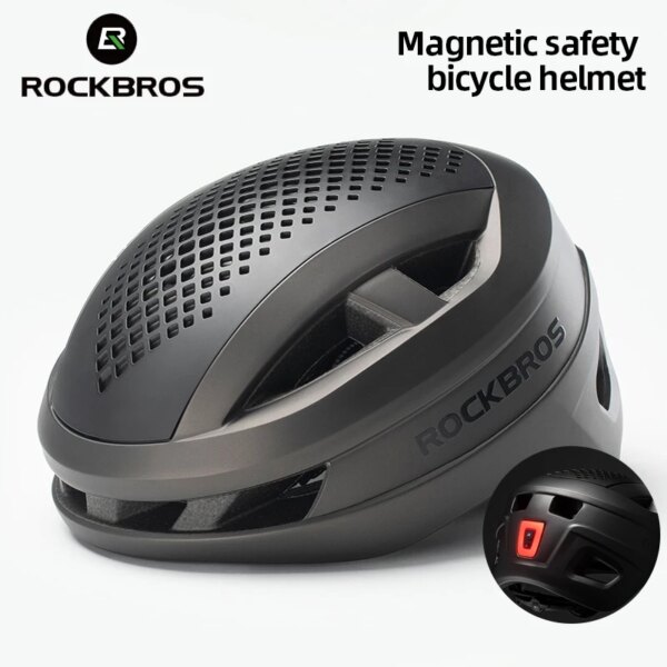 Casco ROCKBROS para ciclismo de montaña con luz trasera, 9 modos, casco de bicicleta de carretera para mujer con cubierta magnética, 19 respiraderos, transpirable, PC + EPS