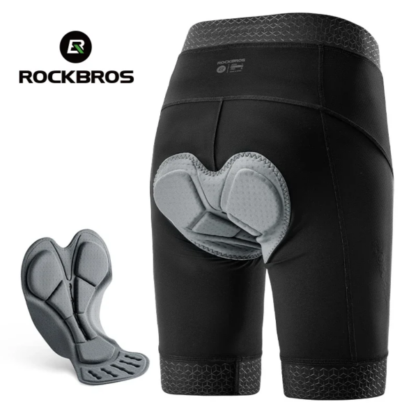 ROCKBROS-pantalones cortos de ciclismo para hombre, con bolsillo, absorción de impacto, esponja de doble densidad, acolchados, transpirables, con forro para bicicleta de montaña