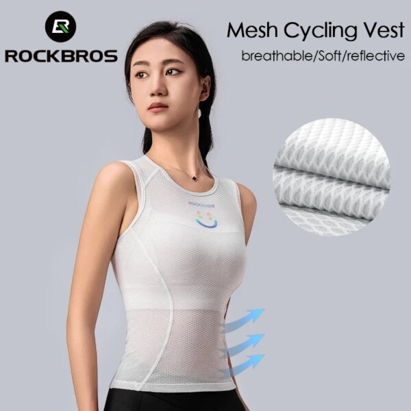 ROCKBROS Chaleco de malla para bicicleta, chaleco transpirable de verano para correr, camiseta interior para ejercicio de secado rápido para mujer, Ciclismo de Carretera de montaña y escalada