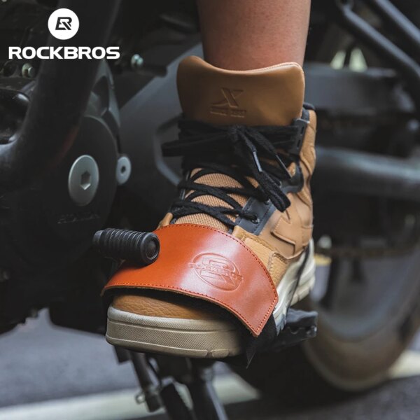 ROCKBROS-cubierta protectora para palanca de cambios de motocicleta, cubierta para zapato de palanca de cambios para ciclismo, cuero antideslizante y resistente al desgaste