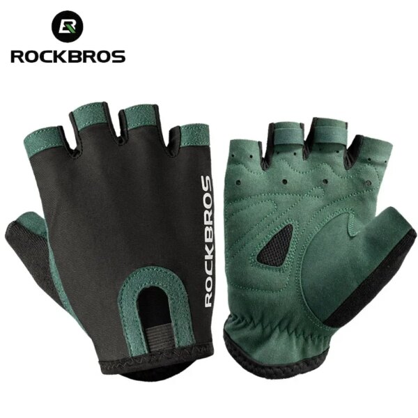 ROCKBROS nuevos guantes para bicicleta de carretera MTB, guantes de microfibra resistentes al desgaste para entrenamiento de gimnasia, guantes sin dedos, equipo de ciclismo para bicicleta de medio dedo