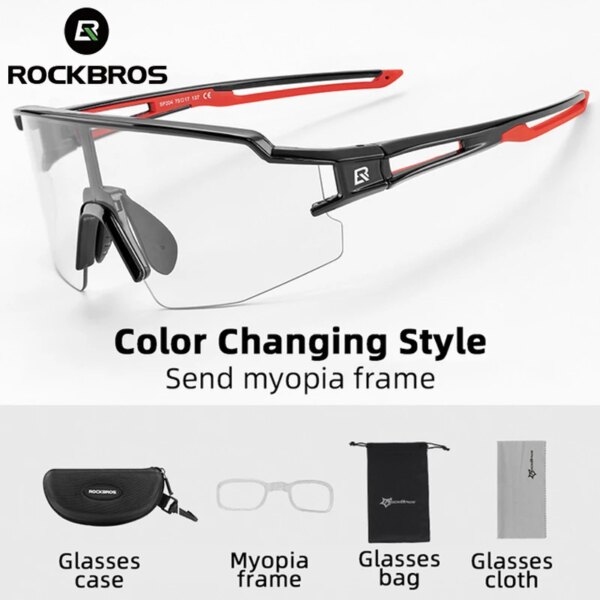 Gafas fotocromáticas ROCKBROS para ciclismo, gafas polarizadas con montura para miopía integrada, gafas de sol deportivas, gafas para ciclismo