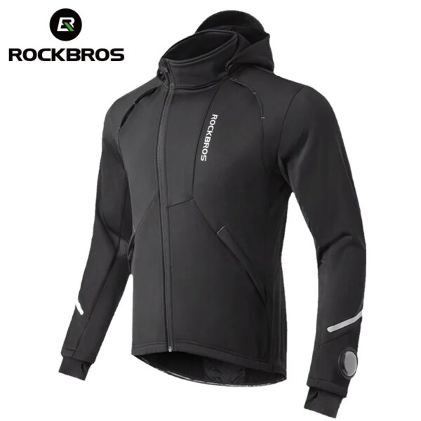 ROCKBROS-chaquetas con capucha para bicicleta de invierno, abrigo térmico de lana cálido para bicicleta, abrigo cortavientos, chaqueta de ciclismo de manga larga para ciclismo de montaña y carretera