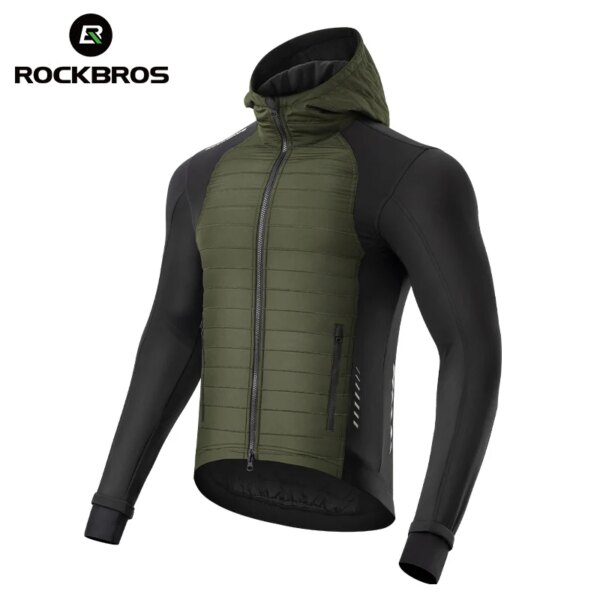 ROCKBROS-Chaqueta de ciclismo de invierno para hombre, chaqueta térmica a prueba de viento, abrigo polar cálido, Jersey de ciclismo, equipo para deportes al aire libre