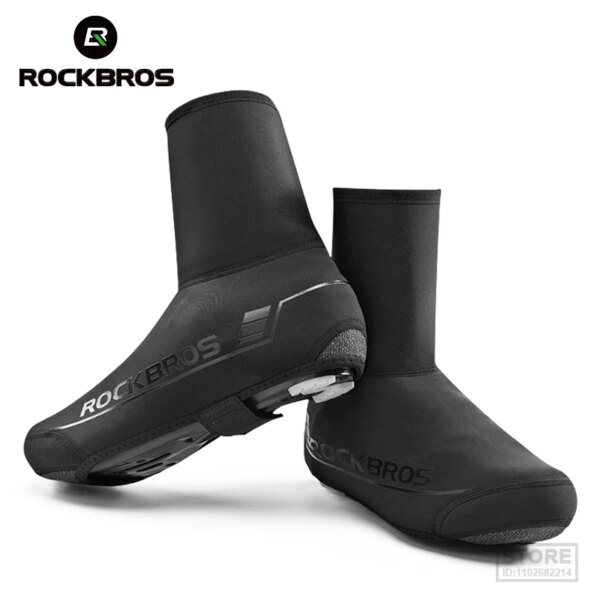 ROCKBROS-cubrezapatos de ciclismo impermeables para invierno, reflectantes, térmicos, elásticos, impermeables, para bicicleta, botas s