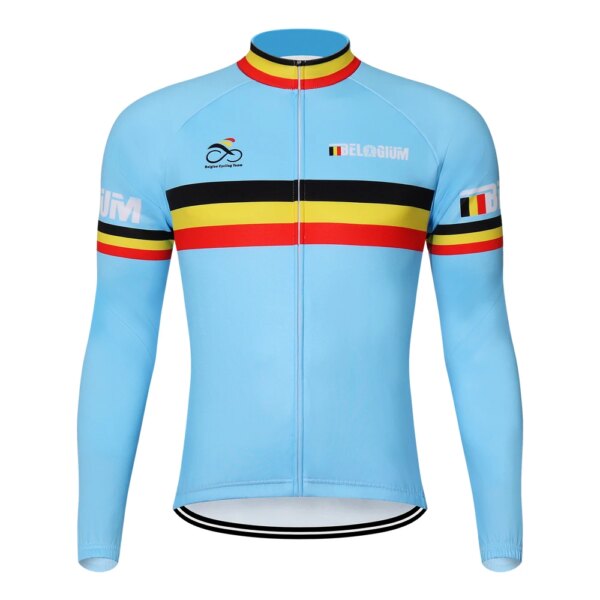 Racing Bélgica equipo ciclismo Jersey manga larga hombre bicicletas Cycl Maillot Enduro bicicleta delgada cuesta abajo Mtb bicicleta ropa de invierno