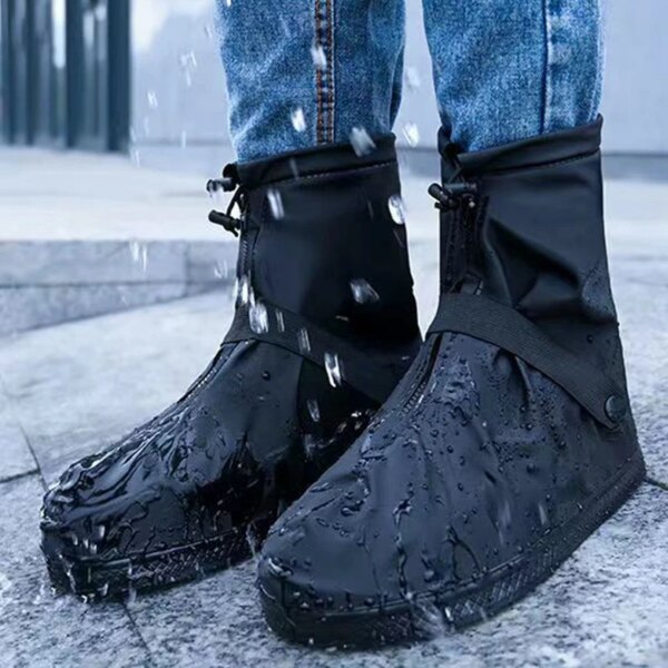 Botas de lluvia Impermeables, cubierta gruesa para zapatos, impermeable, reutilizable, para motocicleta, ciclismo, bicicleta, zapatos para la lluvia, cubierta para botas con bolsillo