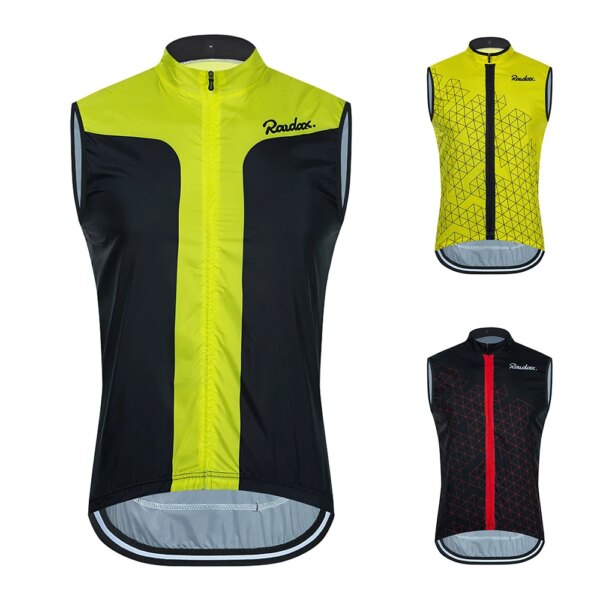 Raudax-Chaleco de Ciclismo sin mangas, amarillo fluorescente, reflectante, Jersey de Ciclismo, ropa de Ciclismo a prueba de viento, chaleco de motocicleta