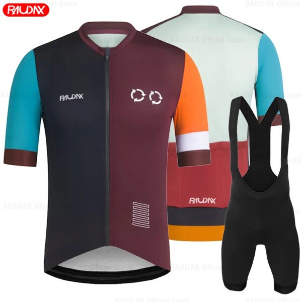 Raudax-Camiseta de Ciclismo de verano para hombre, conjunto de Ropa de Ciclismo de secado rápido, pantalones cortos con almohadilla de Gel