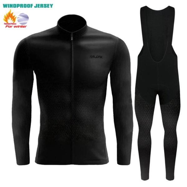 Raudax Ropa de Ciclismo de Invierno de manga larga de lana Ciclismo Jersey pantalones niños transpirable Ropa Ciclismo Invierno Hombre Termica