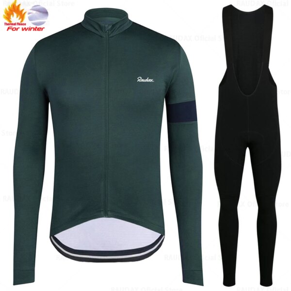 Raudax-Conjunto de Jersey térmico de lana para ciclismo, traje de ciclismo de carreras, ropa de ciclismo de montaña, ropa de triatlón